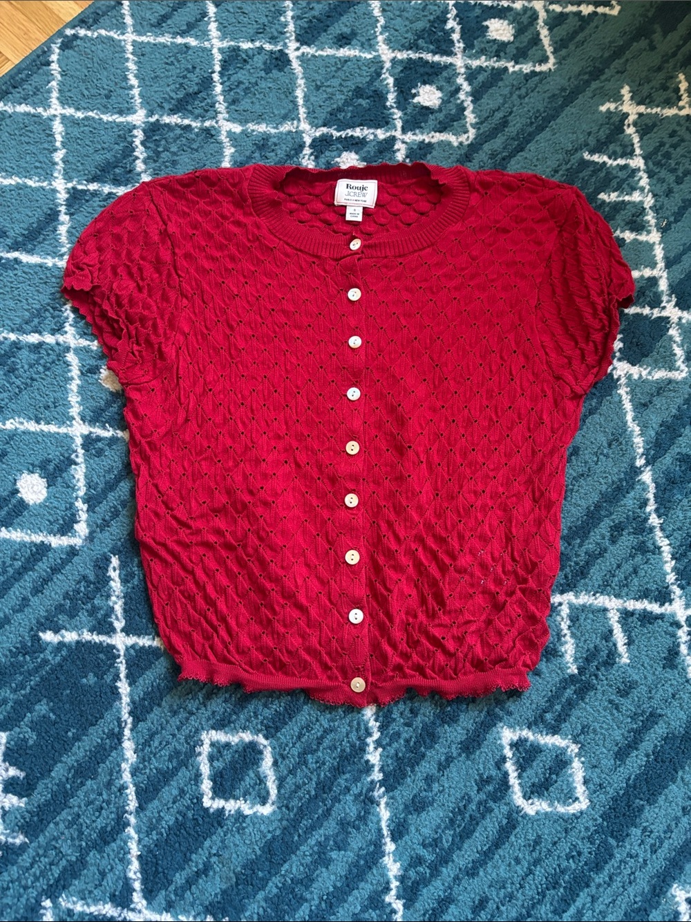 Rouje Scarlet Short-Sleeve Buttoned Knit Top